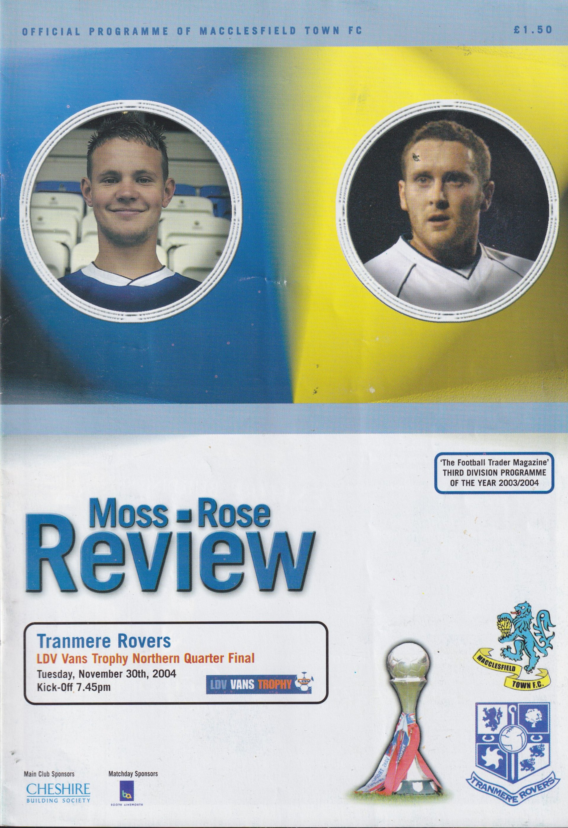 Macclesfield v Tranmere Rovers match programme